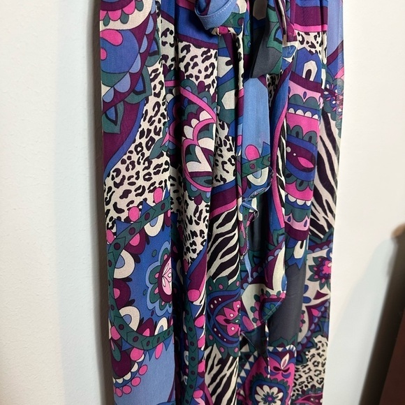 Tibi 100% Silk Geometric Floral V Neck Empire Sleeveless Dress Size 4 - Picture 11 of 12